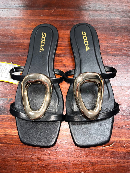 BLACK/GOLD SODA GOLD EMBELLISHED SANDALS, SHOES A7.5