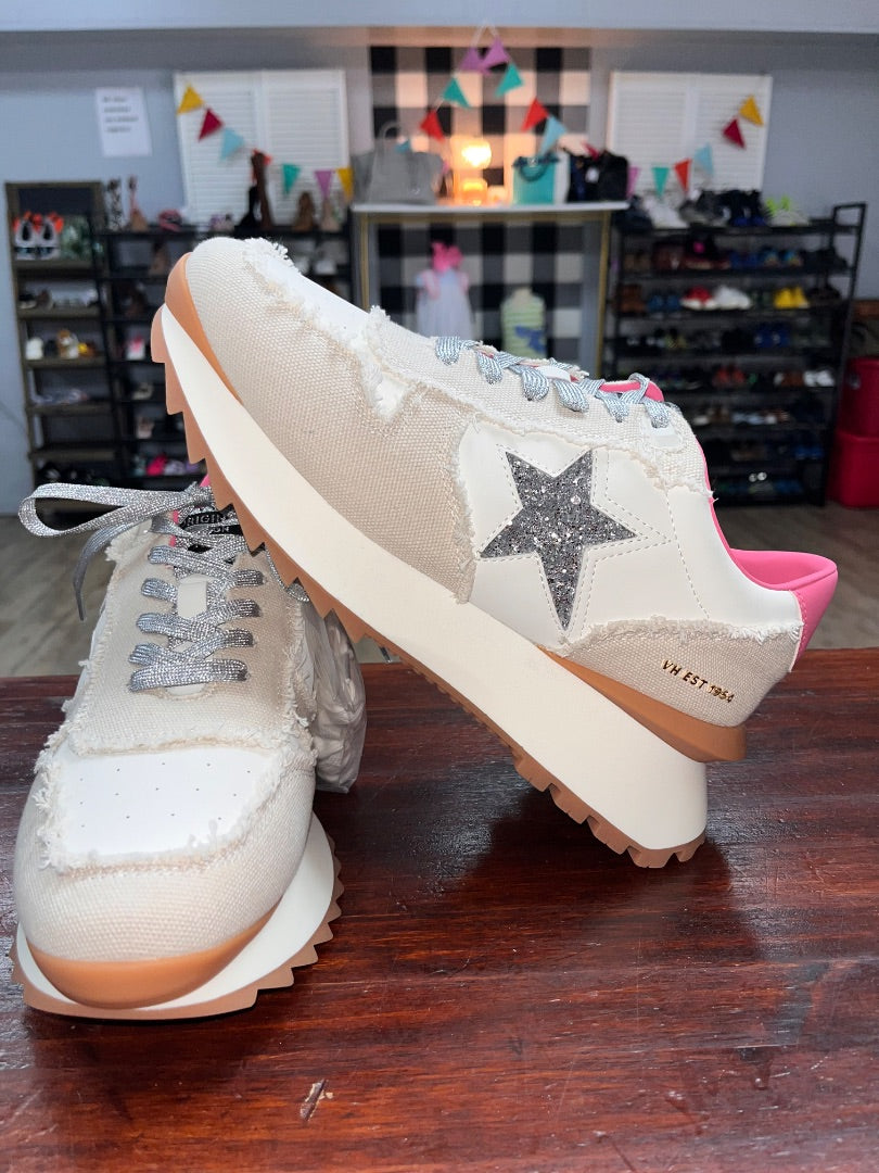 PINK/TAN VINTAGE HAVANA NEW GLITTER STAR SNEAKERS, SHOES A10