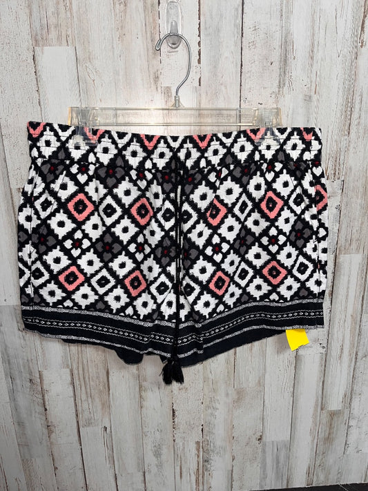WHITE/BLACK/PINK LOFT PRINTED TASSLE TIE SHORTS, LADIES M