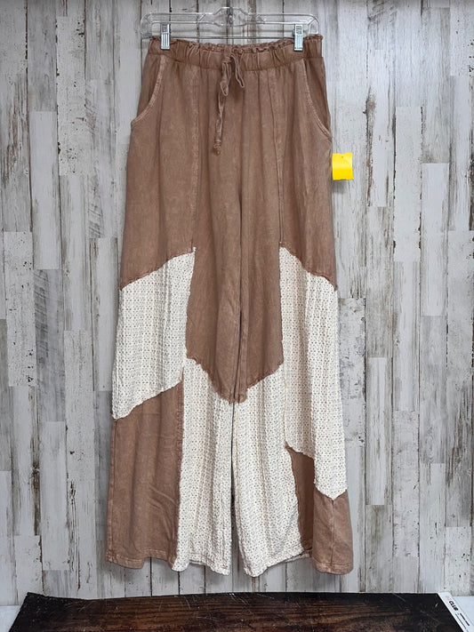 BROWN J HER LACE PATCH WIDE LEG PANTS, LADIES M