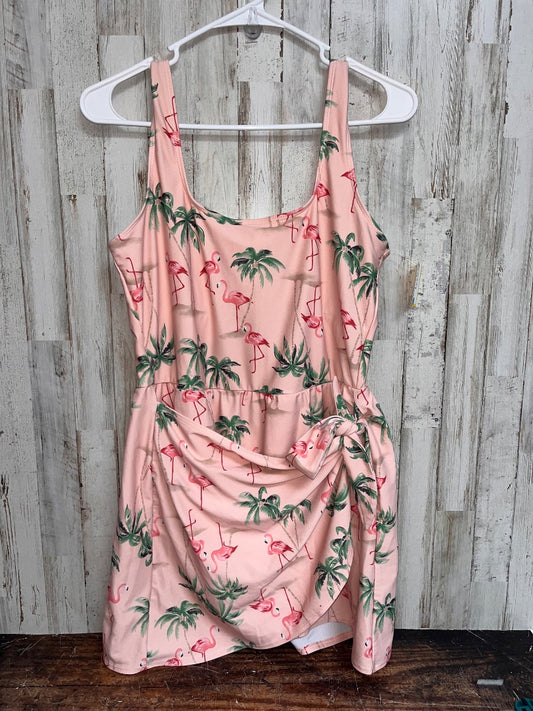 PEACH OLD NAVY FLAMINGO ONE PIECE SWIM, LADIES L