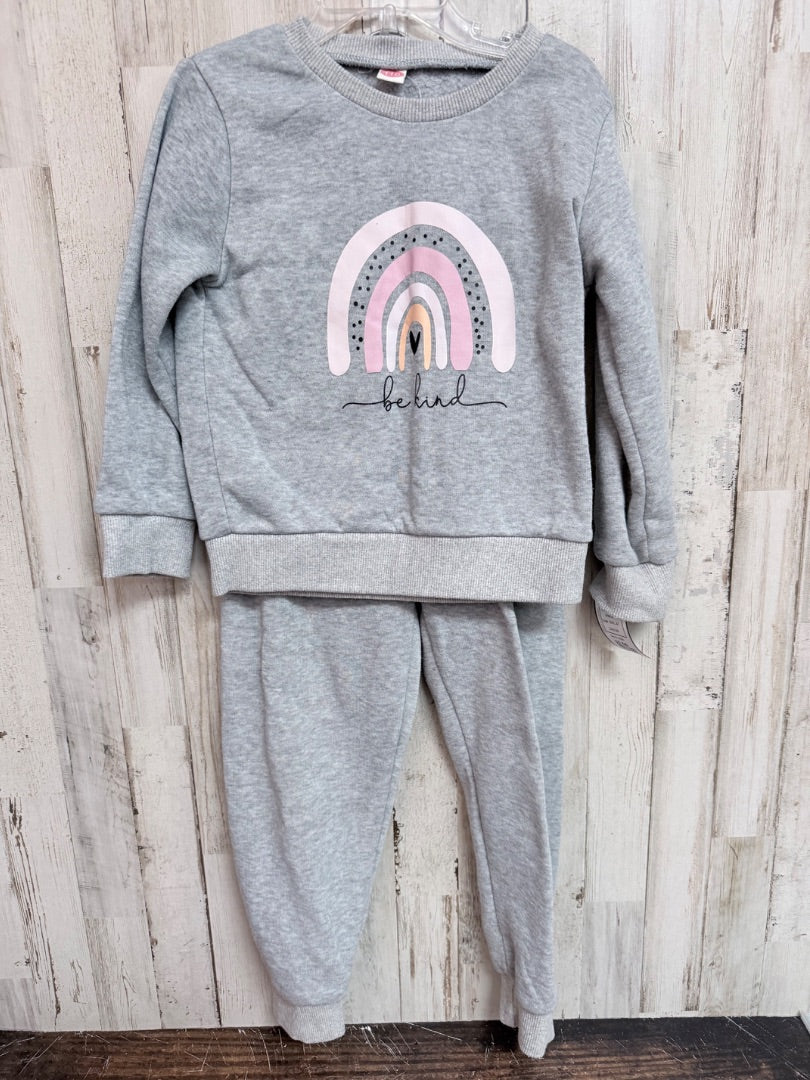 GREY  BE KIND 2PC SWEATSUIT, GIRL 4T