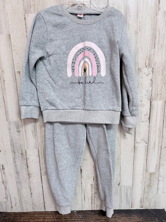 GREY  BE KIND 2PC SWEATSUIT, GIRL 4T