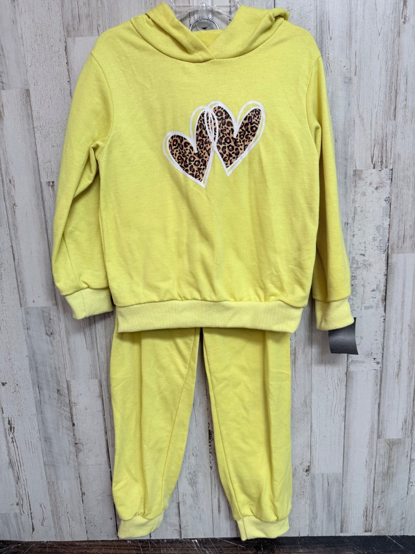 YELLOW  HEART HOODIE 2PC SET, GIRL 4T