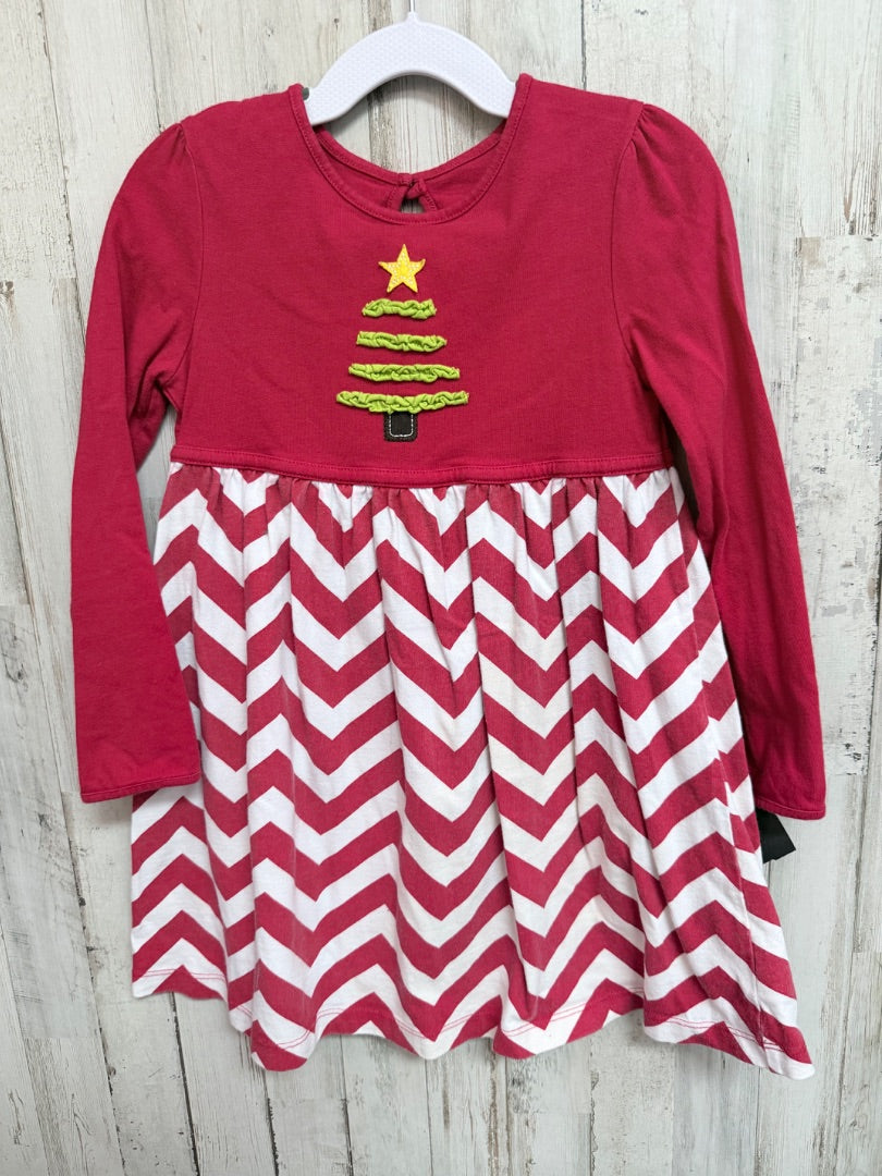 RED JK CHRISTMAS TREE CHEVRON DRESS, GIRL 5