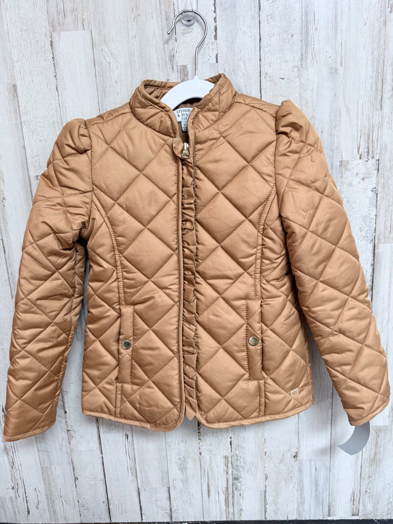 TAN CROWN & IVY QUILTED RUFFLE JACKET, GIRL 6