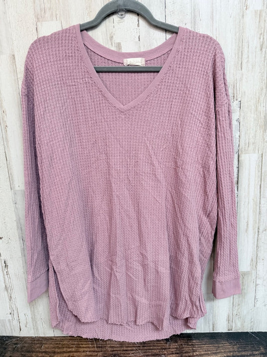 MAUVE ALTARD STATE WAFFLE KNIT VNECK, LADIES M