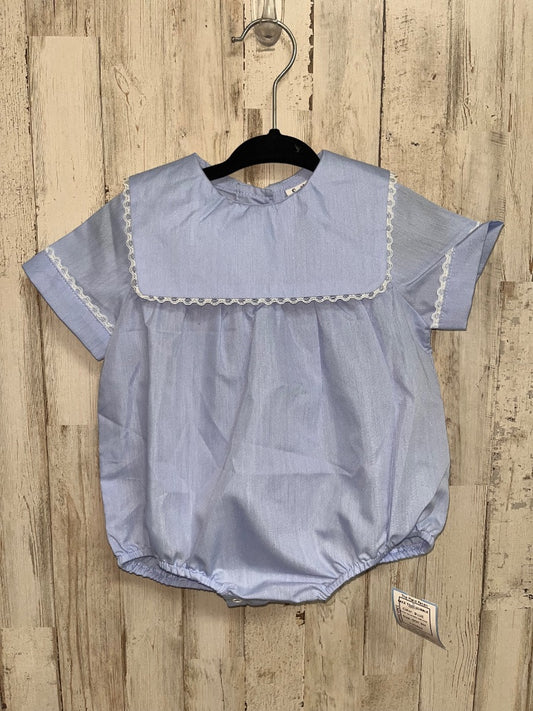 BLUE SOUTHERN SIBLINGS LACE TRIM BUBBLE, BOY 9M
