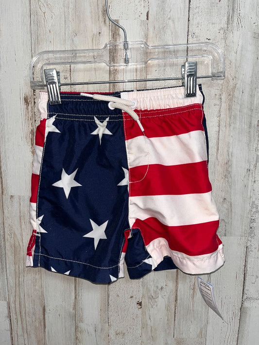 RED/BLUE CHILDRENS PLACE FLAG SWIM SHORTS, BOY 18/24M