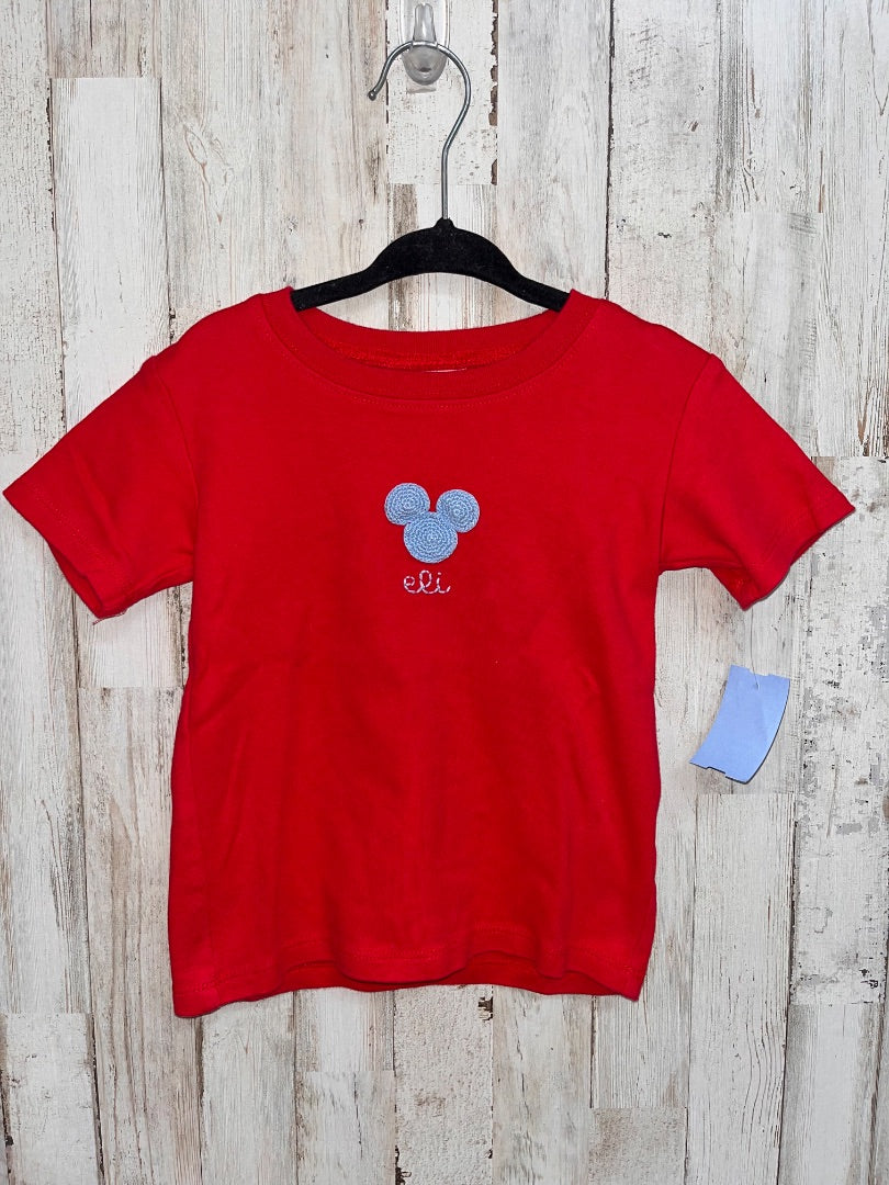 RED BB BLANK ELI MICKEY STITCH TEE, BOY 2T