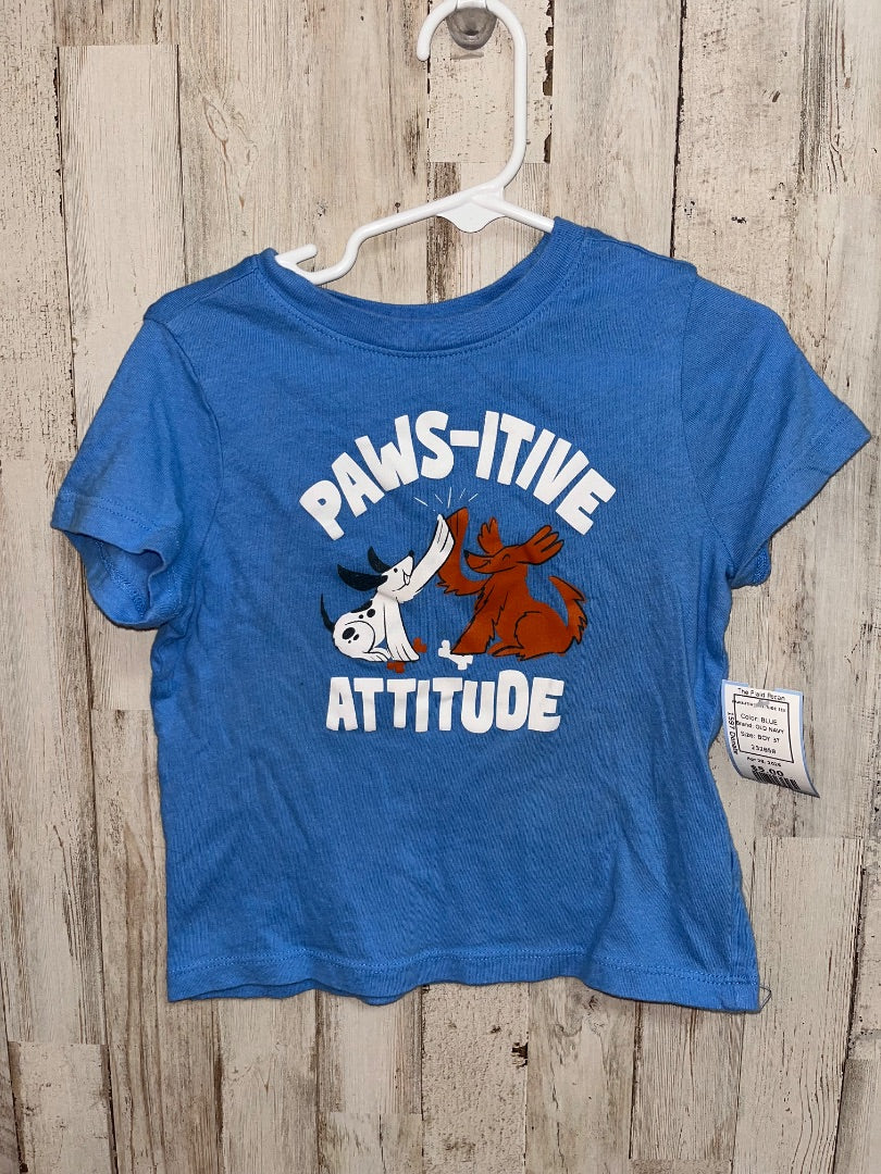 BLUE OLD NAVY PAWS-ITIVE ATTITUDE TEE, BOY 3T