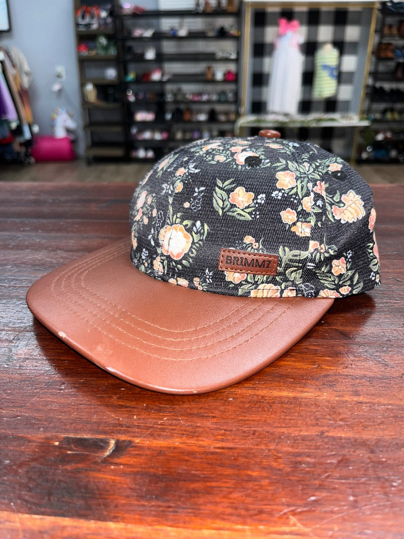 BLACK/BROWN BRIMMZ FLORAL CAP, TODDLER BOY