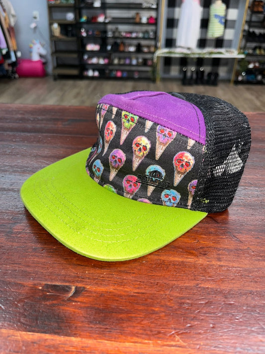 BLACK/LIME BRIMMZ SCULL ICE CREAM CAP, TODDLER BOY