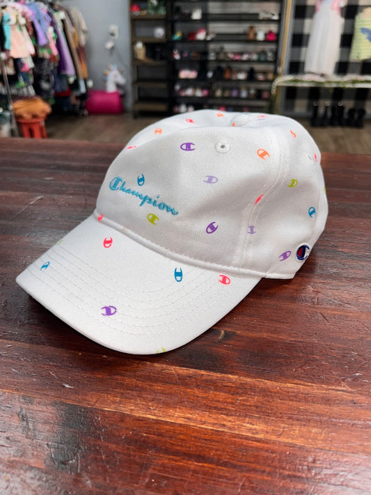 WHITE CHAMPION LOGO CAP, BOY 5/6