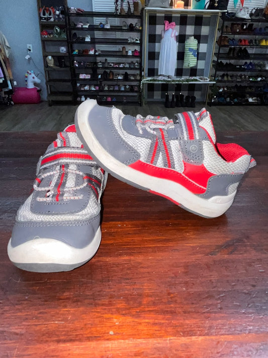 RED/GREY STRIDE RITE VELCRO SNEAKERS, SHOES 9