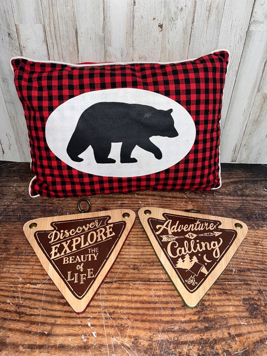 RED  ADVENTURE ROOM DECOR AND PILLOW