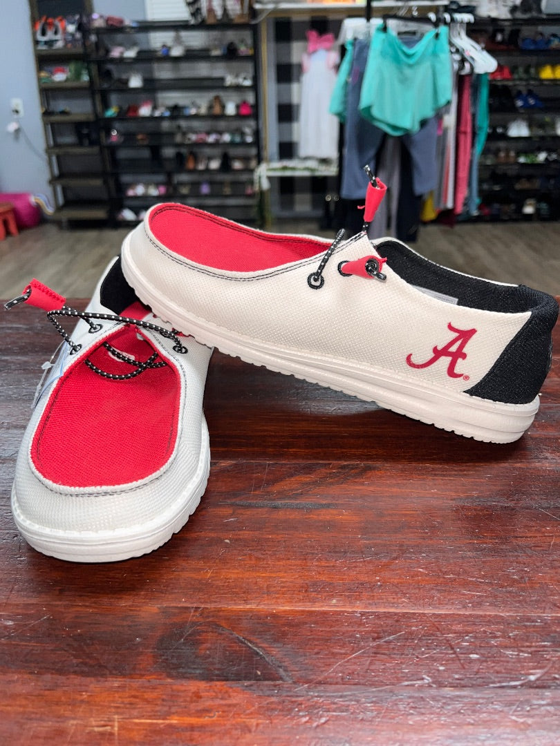 Red Hey dude Alabama slipons, Shoes A8