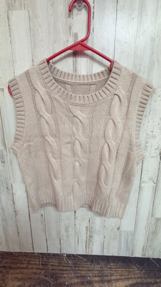 BEIGE SHEIN CABLE KNIT SWEATER, LADIES M