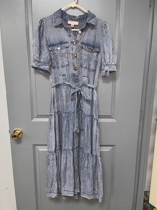 DENIM PHILOSOPHY TIER BUTTON MAXI, LADIES M