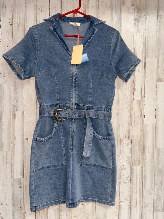 DENIM ENTRO NEW ZIP DENIM BELTED DRESS, LADIES M