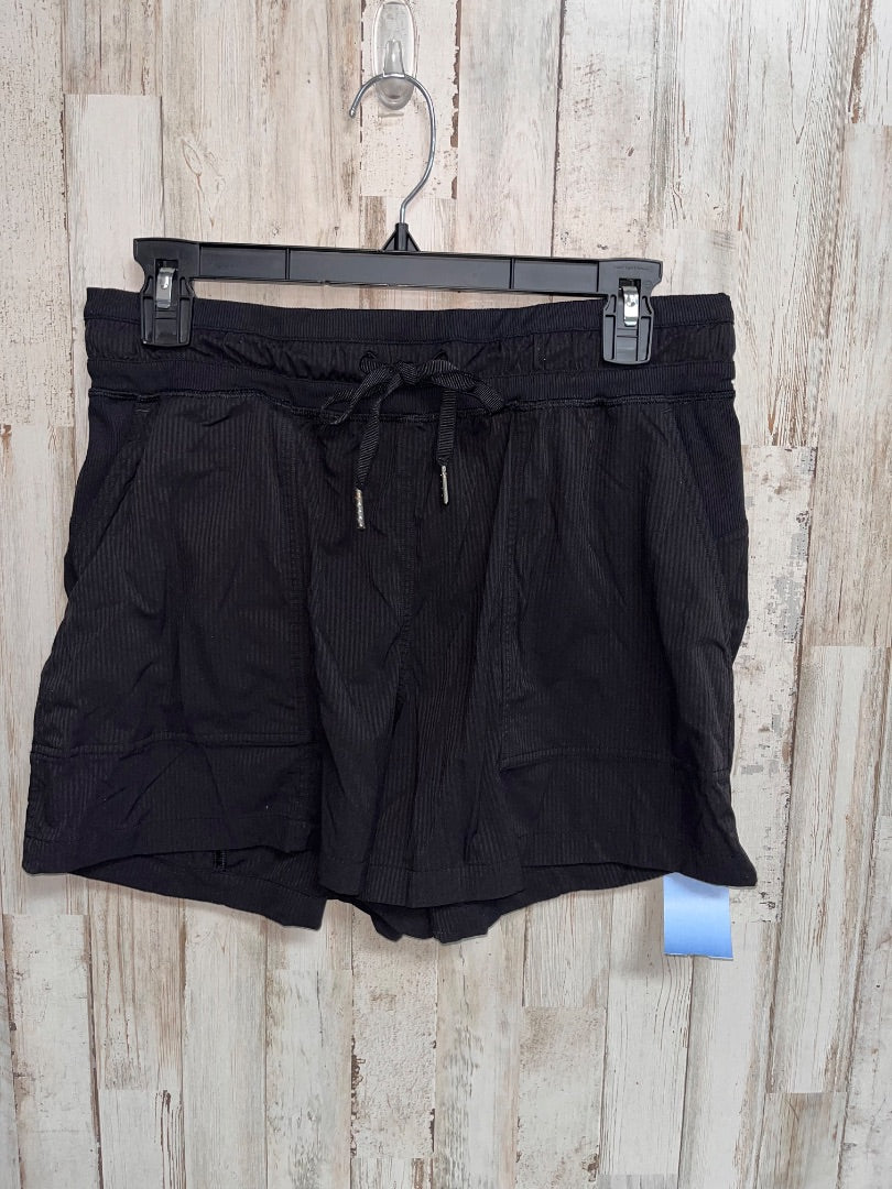 BLACK LULULEMON SZ 8 DRAWSTRING STRIPE SHORTS, LADIES M