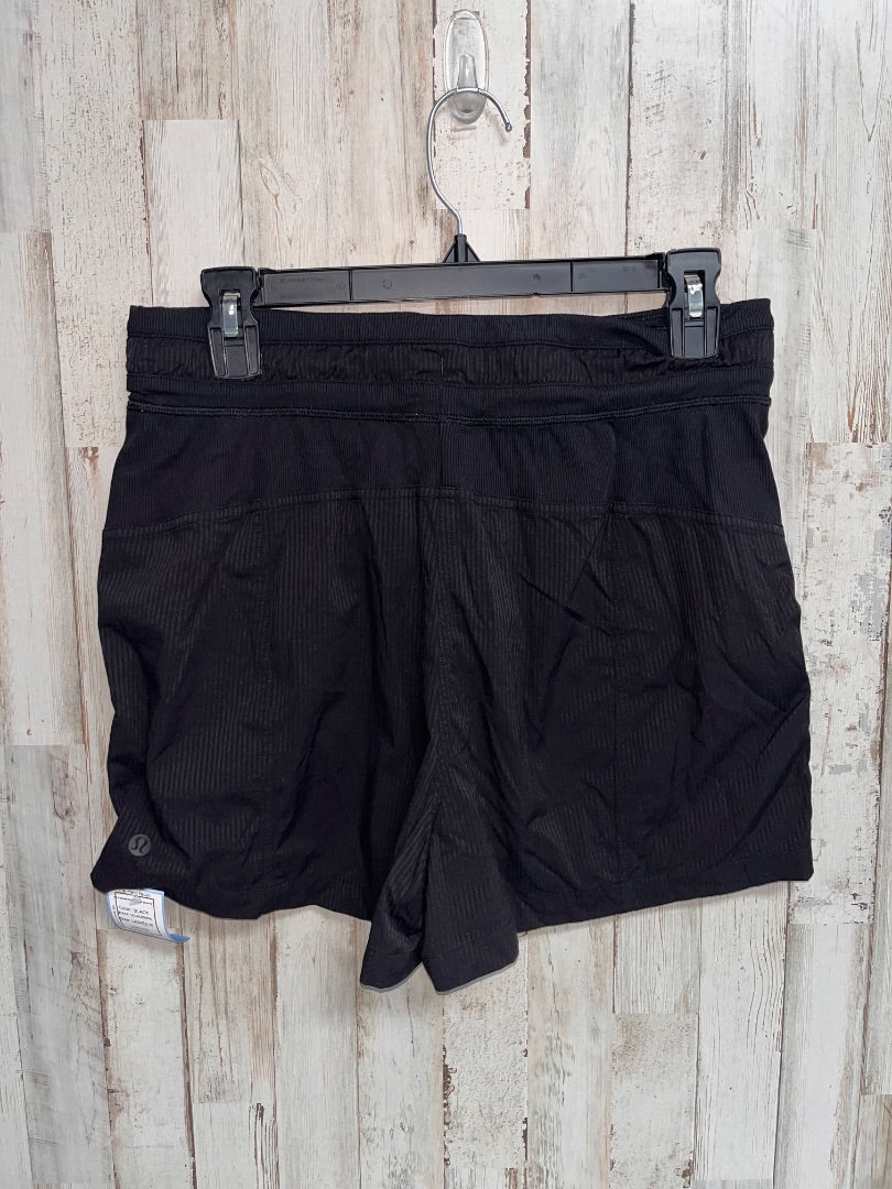 BLACK LULULEMON SZ 8 DRAWSTRING STRIPE SHORTS, LADIES M