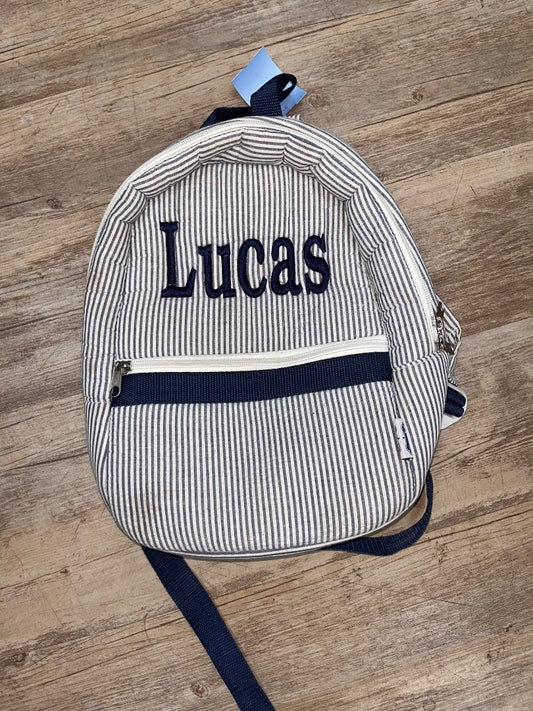 NAVY  TODDLER SEERSUCKER BACKPACK- LUCAS