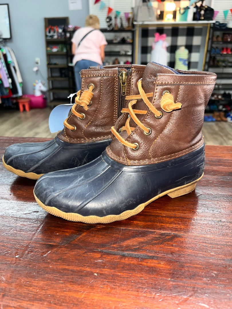 NAVY/BROWN SPERRY DUCK BOOTS, SHOES Y1
