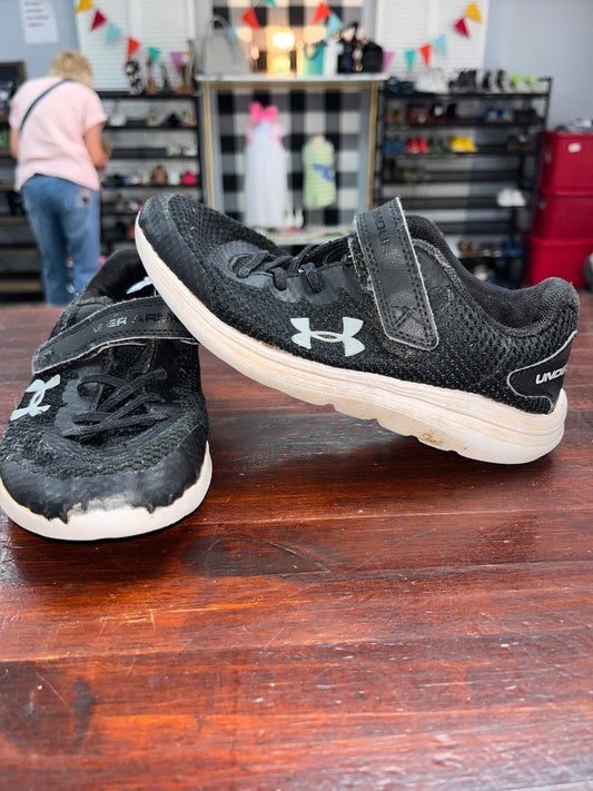BLACK/GREY UNDER ARMOUR VELCO LOGO SNEAKERS, SHOES Y1.5