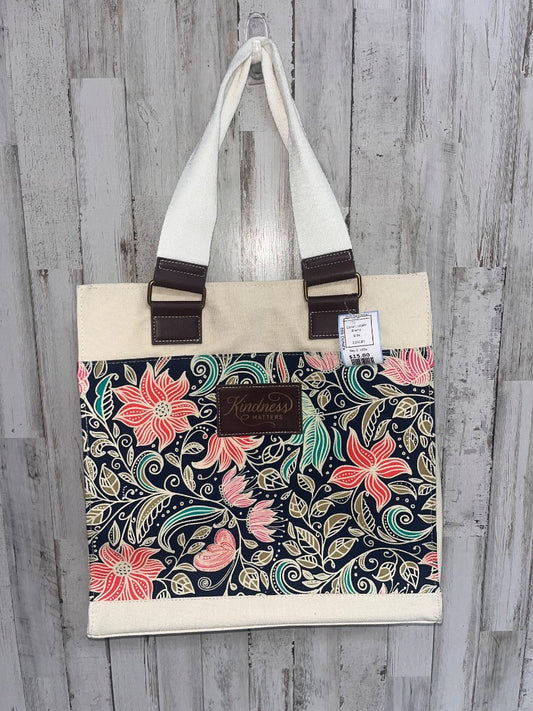 IVORY  FLORAL TOTE- KINDNESS MATTERS PATCH