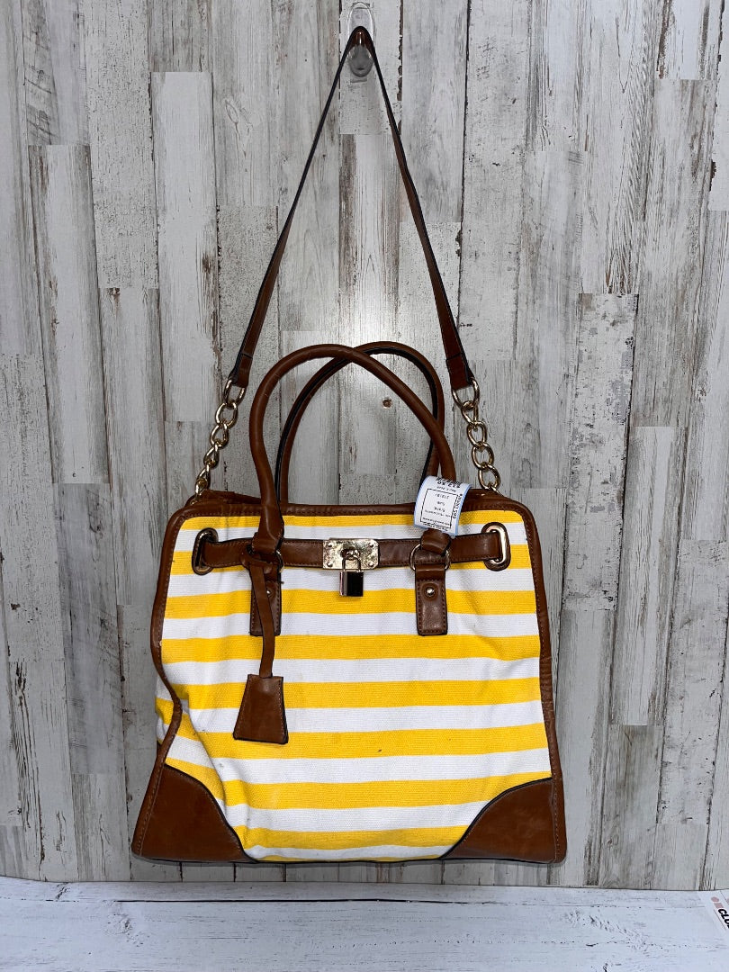 YELLOW/WHITE  STRIPE CHAIN STRAP PURSE