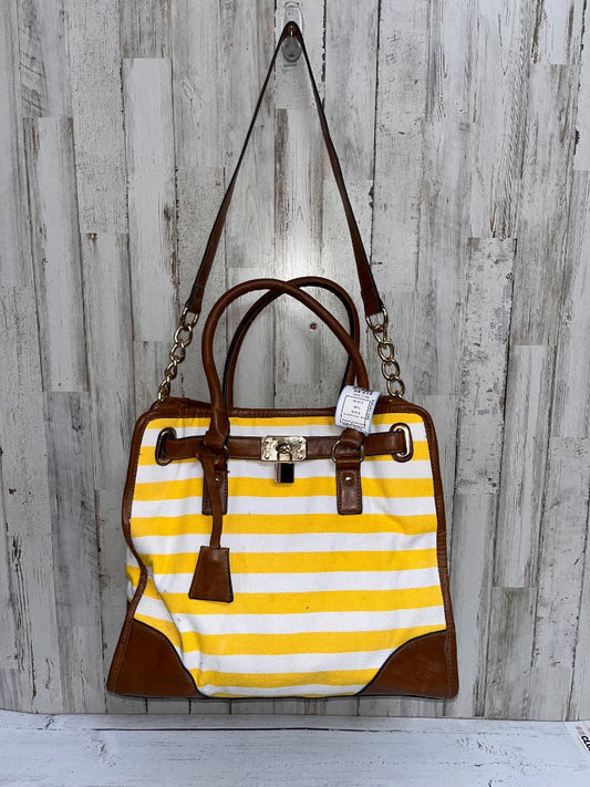 YELLOW/WHITE  STRIPE CHAIN STRAP PURSE