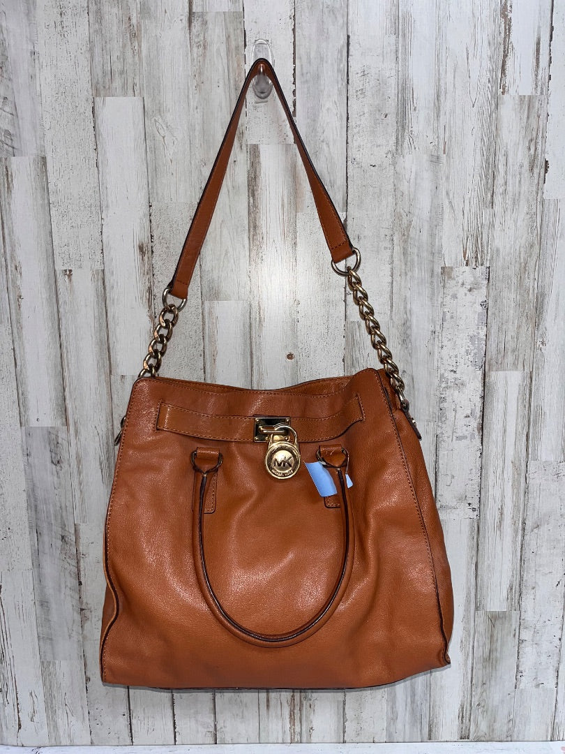 CAMEL MICHAEL KORS CHAIN STRAP LEATHER TOTE