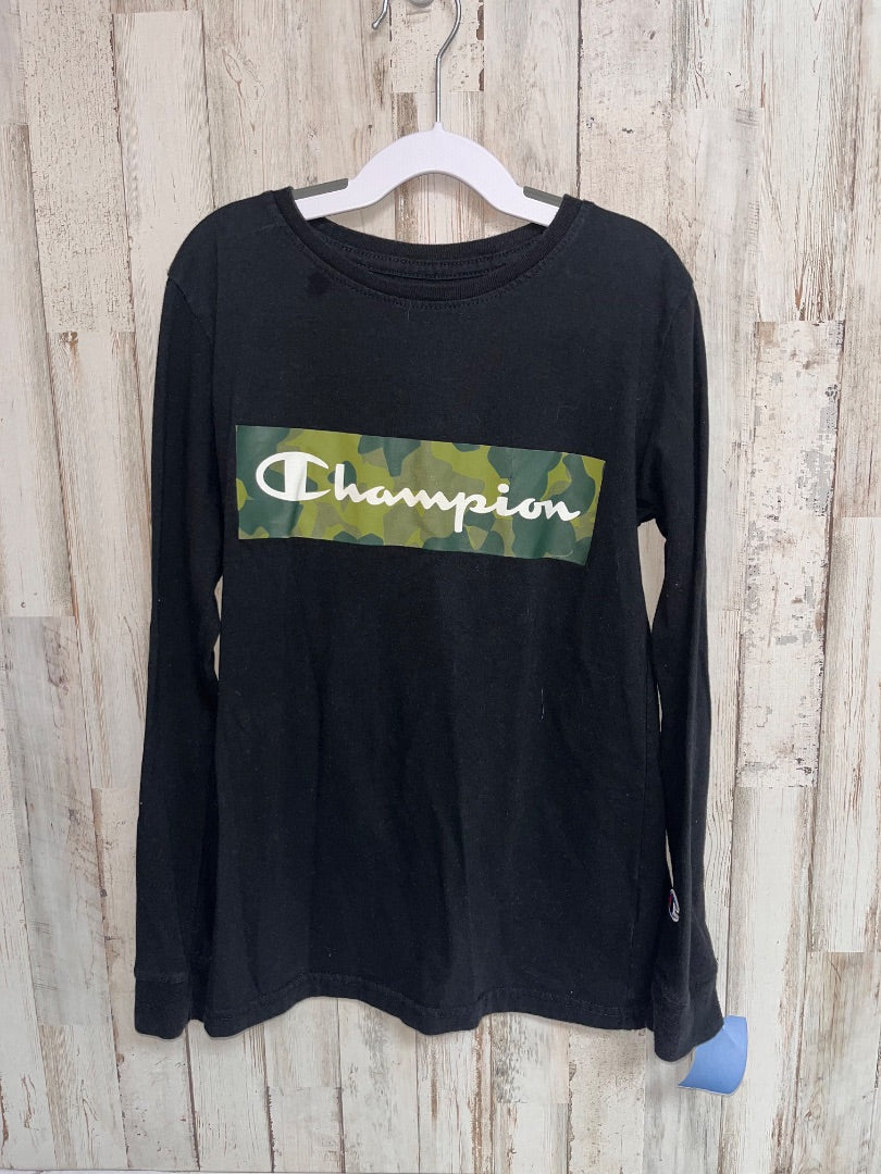 BLACK CHAMPION CAMO LOGO BLOCK TEE, BOY 10/12