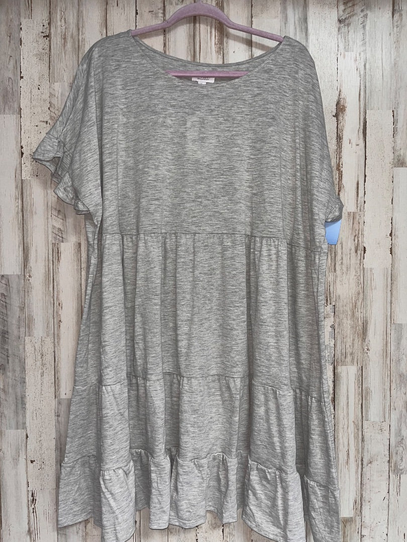 GREY TRUE CRAFT FLUTTER SLEEVE TIER DRESS, LADIES 3X