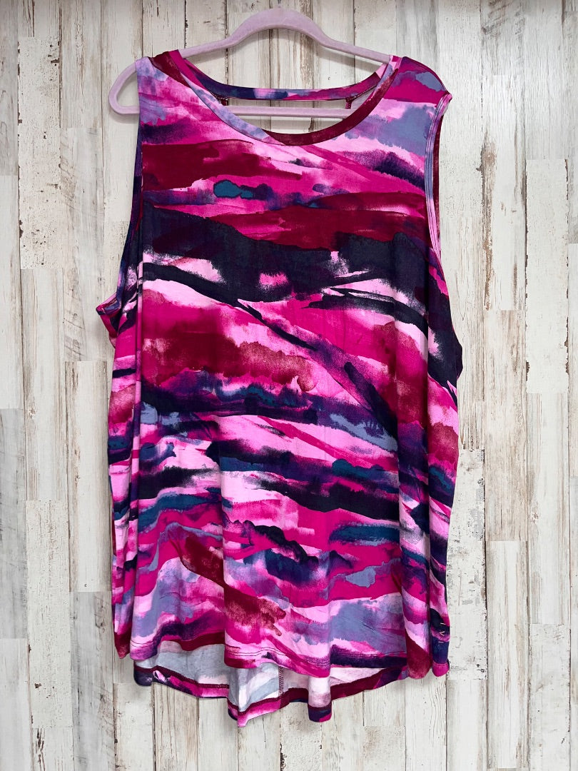 PURPLE LIVI NEW PRINTED SCOOP NECK TANK 30/32, LADIES 4X