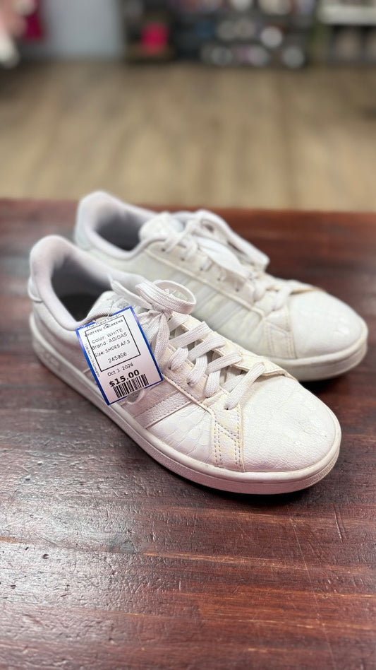 WHITE ADIDAS SPOTTED SNEAKERS, SHOES A7.5
