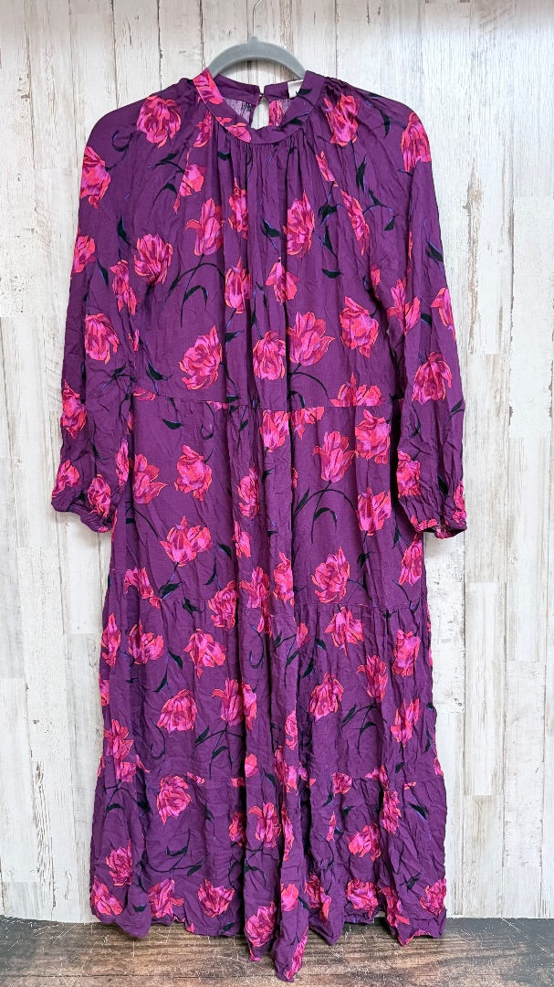 PURPLE A NEW DAY FLORAL TIER MAXI, LADIES M