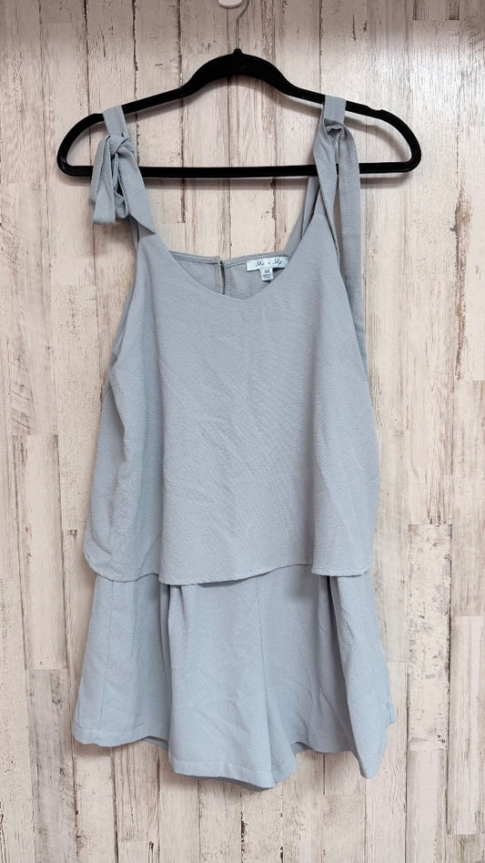 LIGHT BLUE SHE + SKY TEXTURED TIER ROMPER, LADIES M