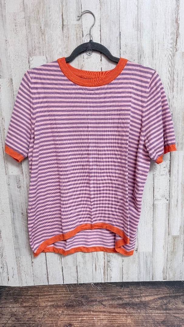 PURPLE DOKOTOO STRIPE KNIT TOP, LADIES L