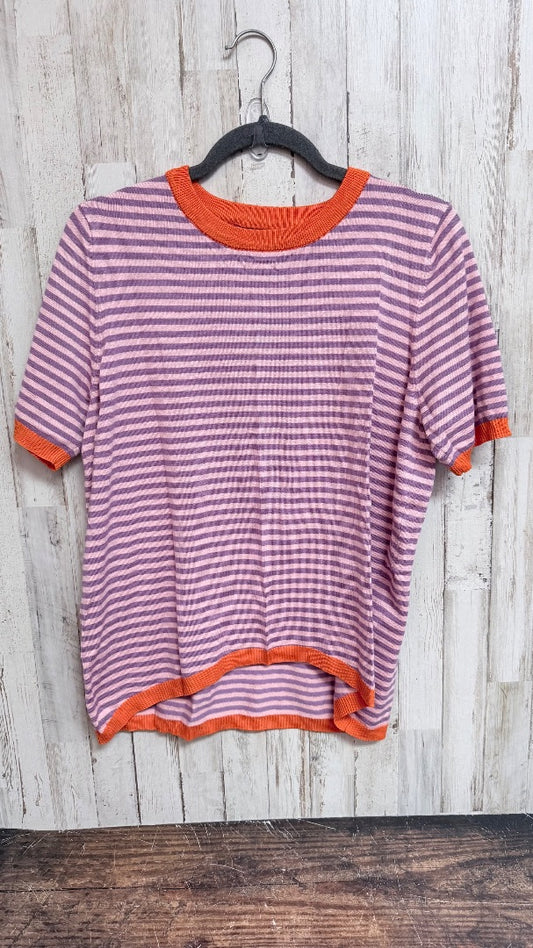 PURPLE DOKOTOO STRIPE KNIT TOP, LADIES L