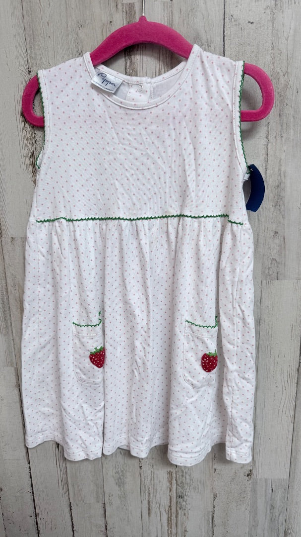 WHITE PIPPA STRAWBERRY DOTTED DRESS, GIRL 3T