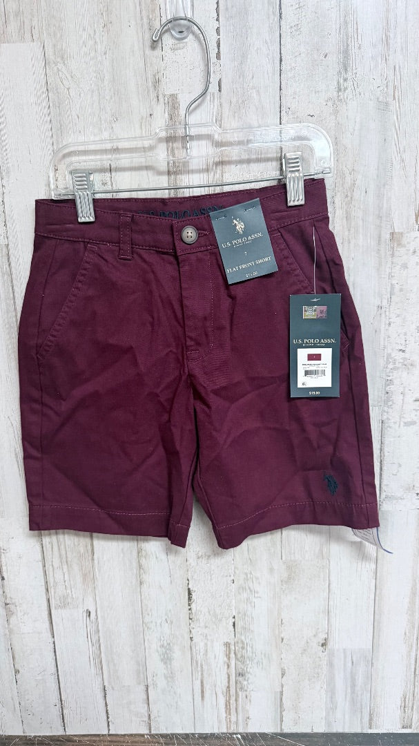 MAROON US POLO NEW BUTTON SHORTS, BOY 7