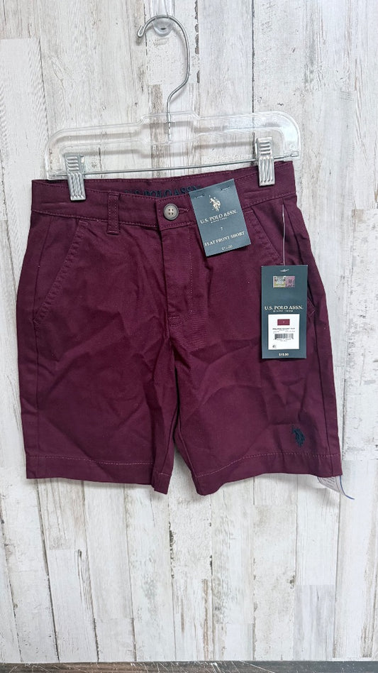 MAROON US POLO NEW BUTTON SHORTS, BOY 7