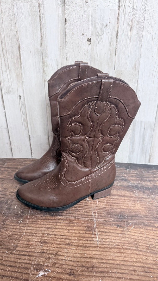 BROWN CAT & JACK ZIP SIDE COWBOY BOOTS, SHOES Y1