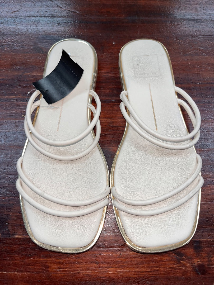 IVORY/GOLD DOLCE VITA TUBE STRAP SANDALS, SHOES A7