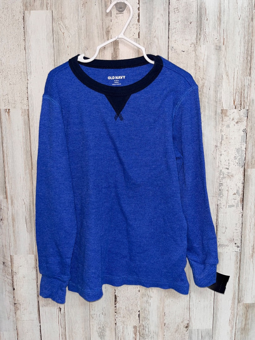 BRIGHT BLUE OLD NAVY WAFFLE LONG SLEEVE, BOY 6/7