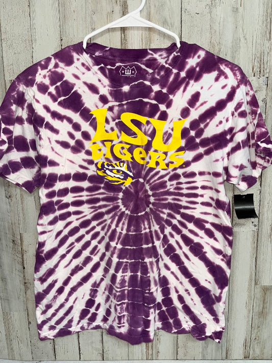 PURPLE WES AND WILLY LSU DYE TEE, GIRL 14/16