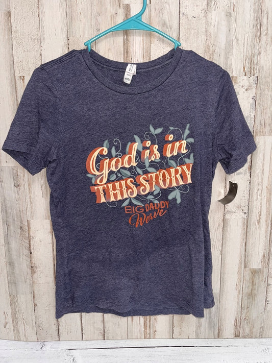 NAVY BELLA GOD IS IN THIS STORY TEE, LADIES S