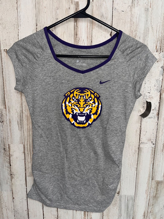 GREY NIKE LSU V NECK TEE, LADIES S